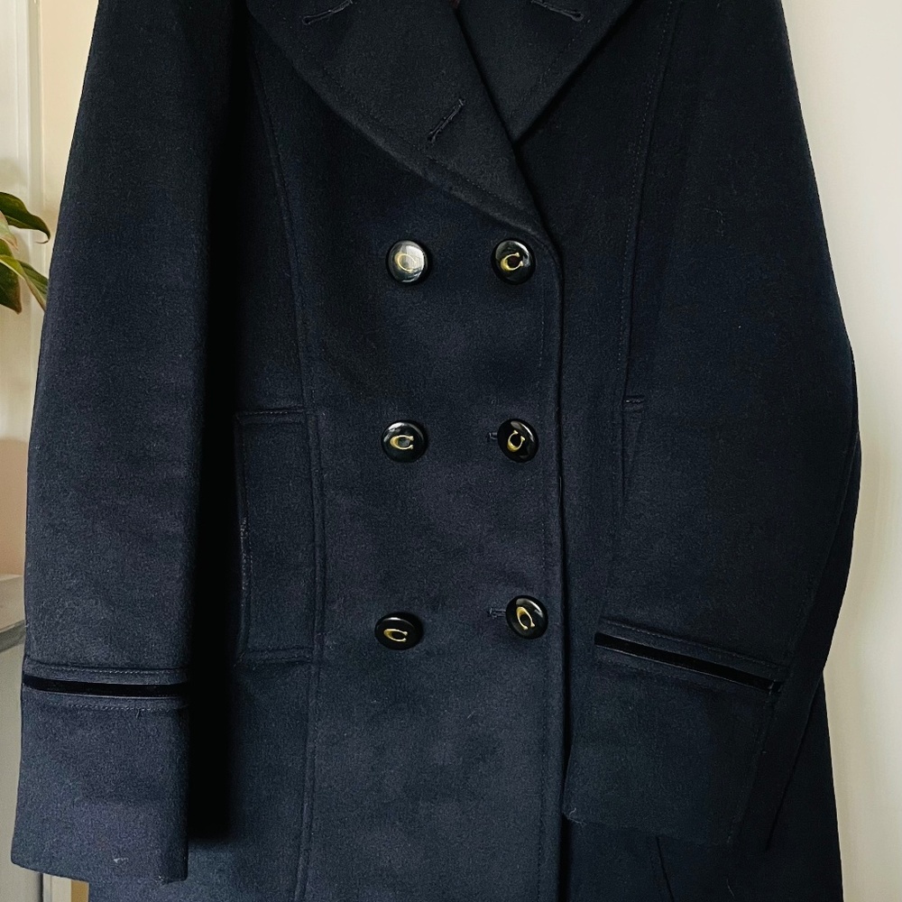 Wool COACH coat dark navy color